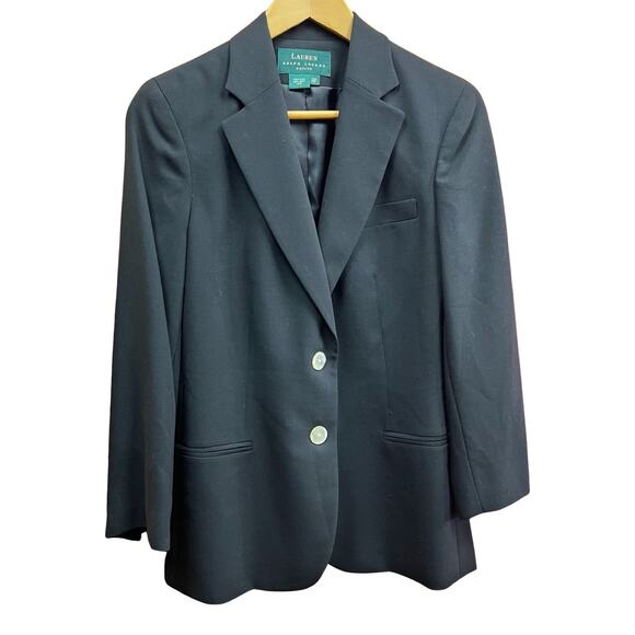 Vintage Lauren Ralph Lauren Petite Womens 2 Buttons Blazer Size 8P 100% Wool - Picture 1 of 9
